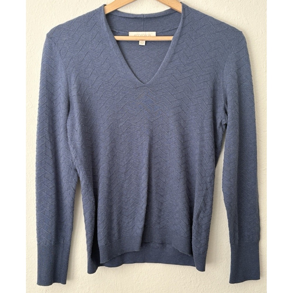 Ecetera Textured‎ Cotton Cashmere Knit Sweater S Neutral Quiet Luxury Minimalist
